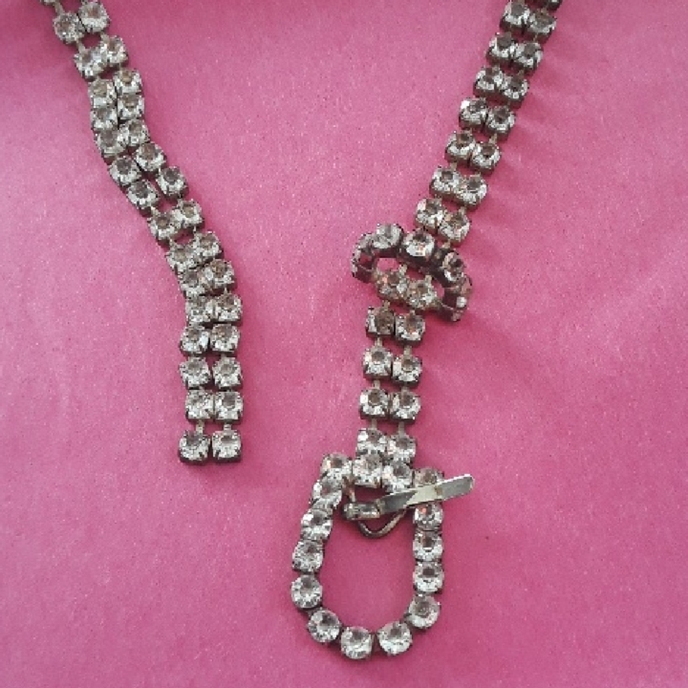 Elegant Vintage Silver Rhinestone Belt 1980s-1990s